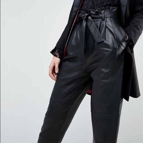ASOS Leather Paperbag High Waist Pant - Picture 4 of 11